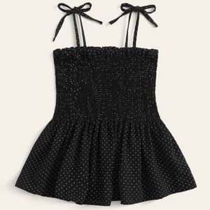Black with white polka dots tube top